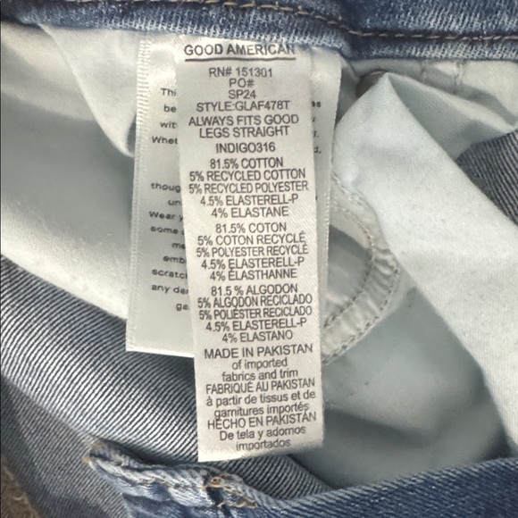 Good American Blue Straight Leg Jeans - Picture 5 of 15